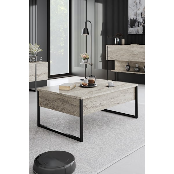 Soffbord Luxe - Travertin, Svart