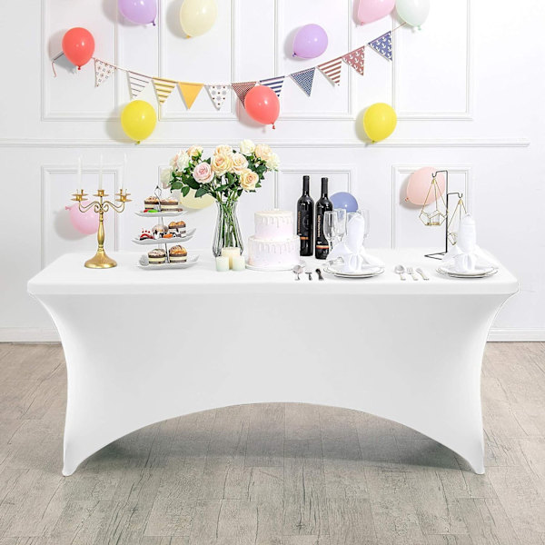 Universalduksöverdrag till cateringbord 180 cm 6FT vit resår