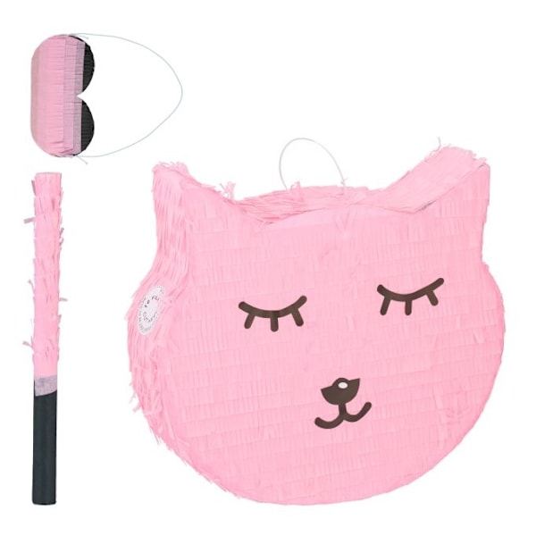 Kissa pinata tikkarilla ja matolla