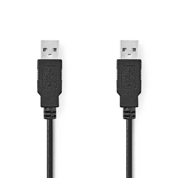 USB kaapeli | USB 2.0 | USB-A Uros | USB-A Uros | 480 Mbps | Niklattu | 5.00 m | Pyöreä | PVC | Musta | Label