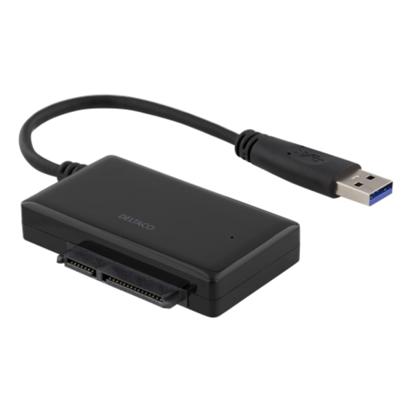 Deltaco-sovitin USB-A 3.0 - SATA 6GB/s 2,5" HDD:lle - musta