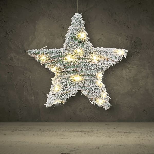 Julestjerne med sneeffekt og 20 LED-lys