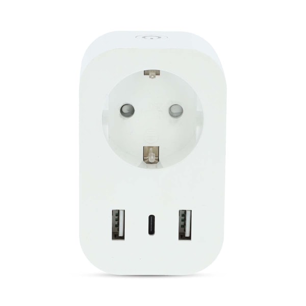 SmartLife Älypistorasia | Wi-Fi | IP21 | Virtamittari | 3680 W | Type F (CEE 7/7) / 1x USB-C™ / 2x USB | 0 - 55 °C | Android™ / IOS | Valkoinen | 1 kp