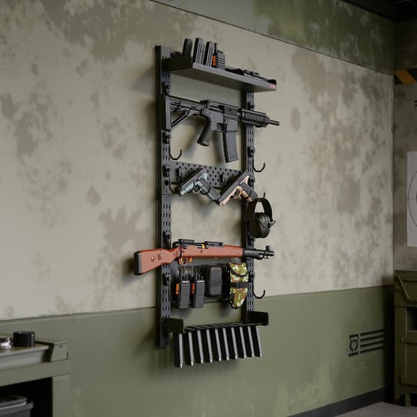 Väggmonterat vapenställ för 5 gevär, stål, MOLLE-panel