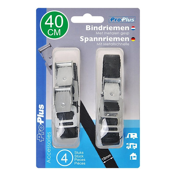 Bind stropper med metalspænde 18mm-40cm - sæt med 4 stk