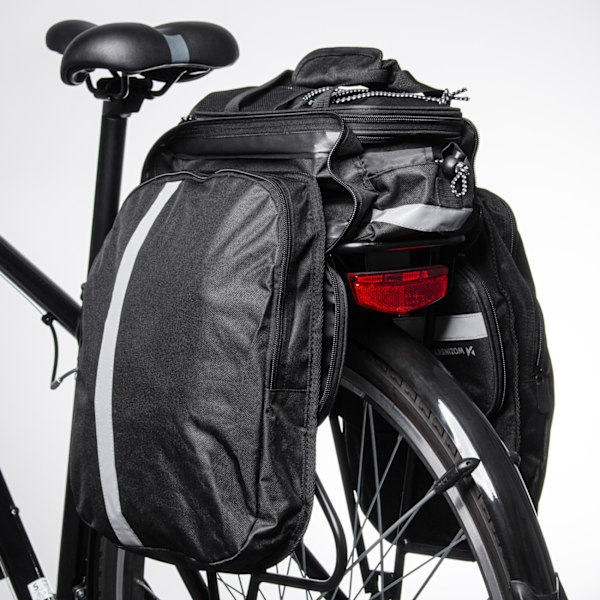 Cykelbagageväska med fickor och axelrem 27L svart