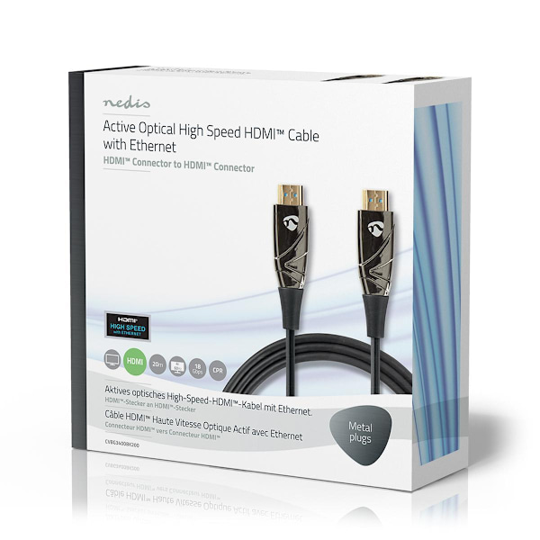 Aktiivinen Optinen High Speed HDMI-kaapeli, jossa Ethernet | HDMI™ liitin | HDMI™ liitin | 4K@60Hz | 18 Gbps | 20.0 m | Pyöreä | PVC | Musta | Pakkaus