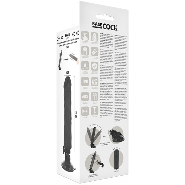Basecock - Realistisk Vibrator Fjernbetjening Sort 21 Cm -O- 4 Cm