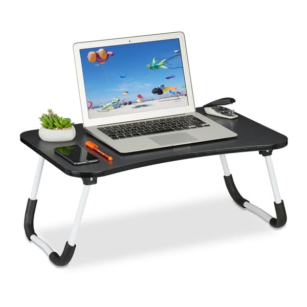 Sort Folding Lap Desk – Bærbar sengebakke med jernramme