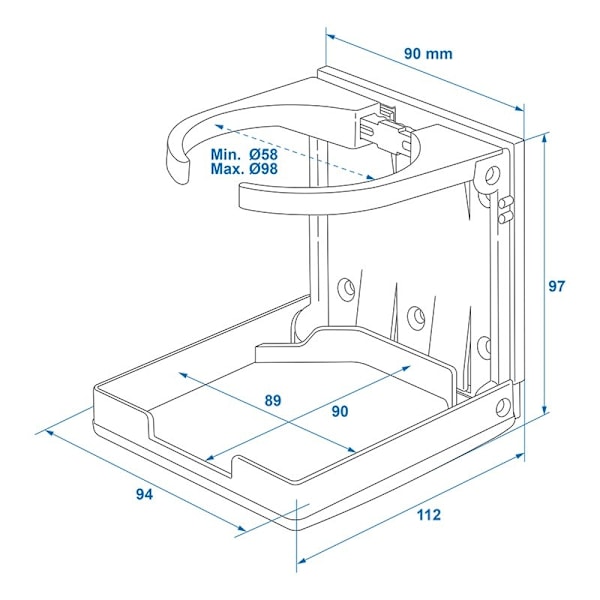 Kopholder foldbar justerbar sort