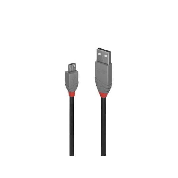 Lindy 36732, 1 m, USB A, Micro-USB B, USB 2.0, 0,48 Gbit/s, Sort, Grå