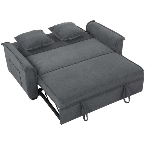 Futonbäddsoffa, justerbart ryggstöd, 2-sits, mörkgrå, 2 kuddar