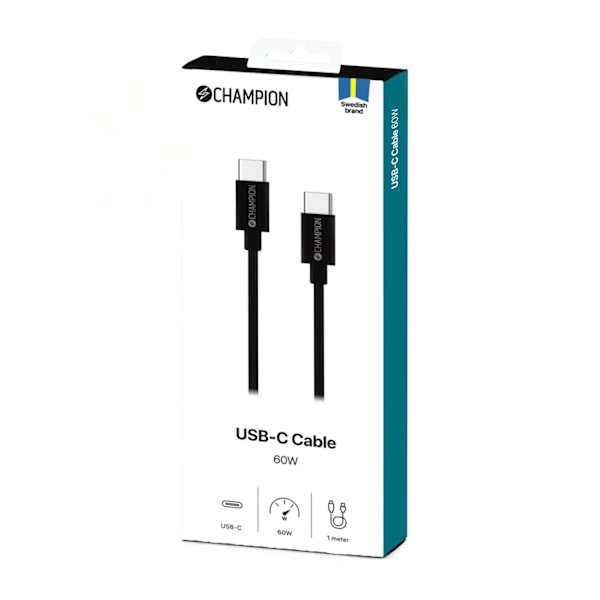 USB-C Kabel 60W 1m Sort