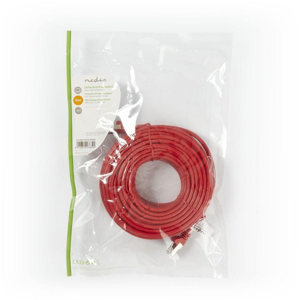 CAT5e verkkokaapeli | SF/UTP | RJ45 uros | RJ45 uros | 15.0 m | Pyöreä | PVC | Punainen | Muovipussi