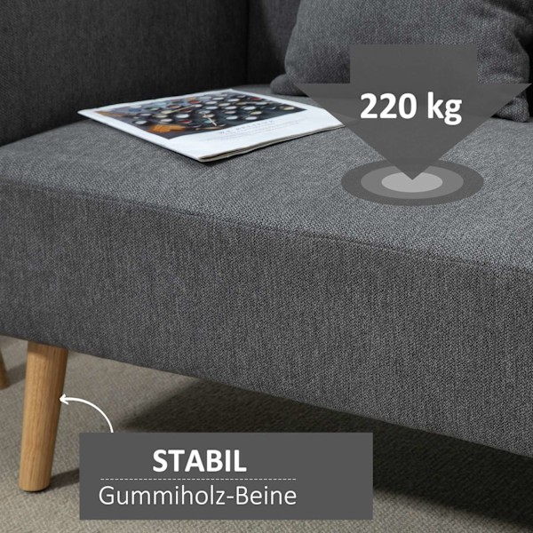 Double Sofa Loveseat Tyynyllä, Säädettävät Jalkatuet, Samettinen Polyesteri, Kumipuu, Vaahto, 2 Istuttava, Kangaspäällinen