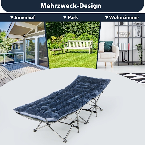 190 x 70 cm feltsengshynde i bomuld 7 cm tyk madras med 4 fastgørelsesstropper blå