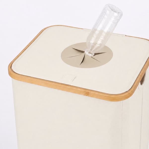 Pantbehållare för flaskor, 100L – Beige, Bambu