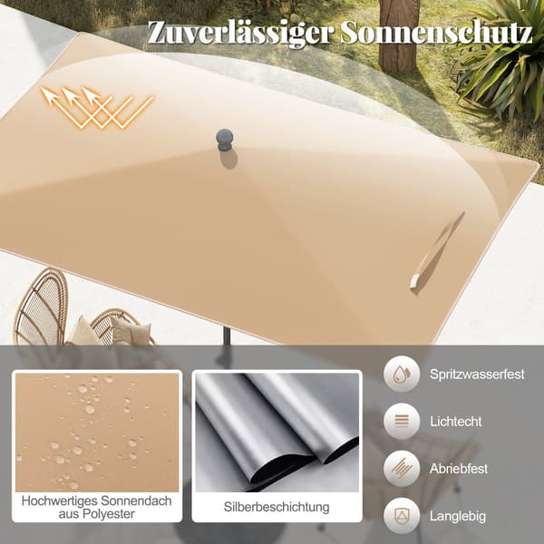 Rektangulær balkonparasol 210x140 cm, beige, justerbar