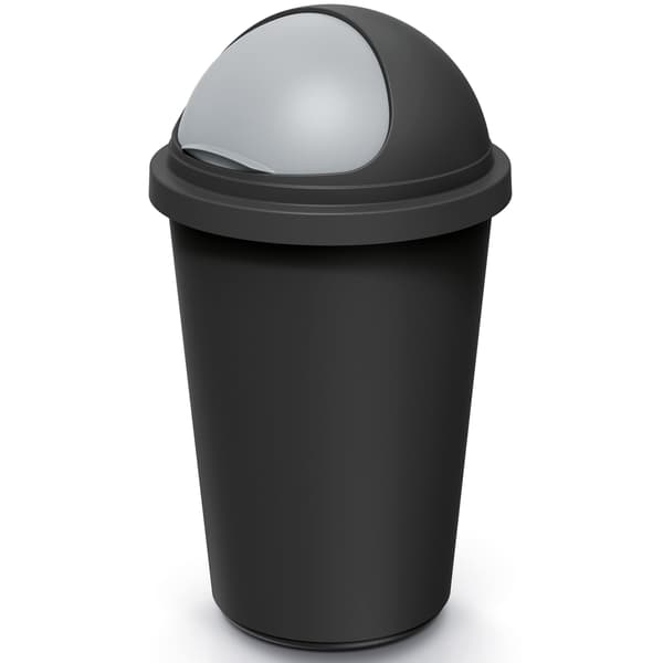 50L sort/grå plastikspand, låsbart låg, genbrugsmateriale