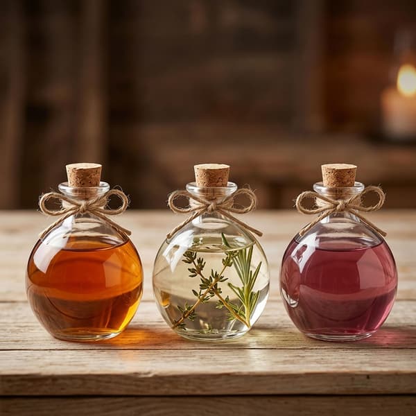 Set med 6 glasflaskor med korkar, 260 ml kapacitet