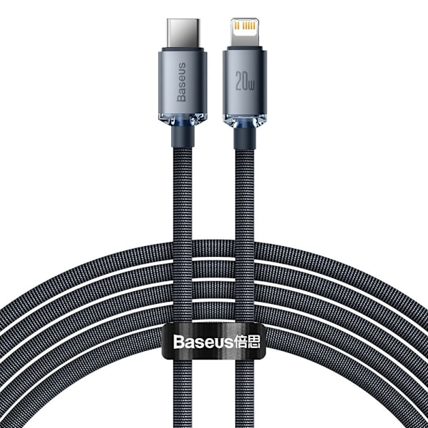 Kaapeli nopeaan lataukseen ja tiedonsiirtoon USB-C Iphone Lightning 20W 2m musta