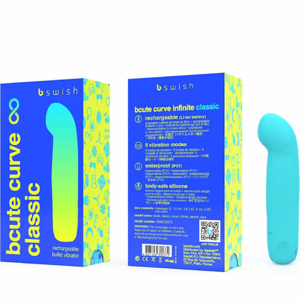 B Swish - Bcute Curve Infinite Classic Genopladelig Vibrator Blå Silikone