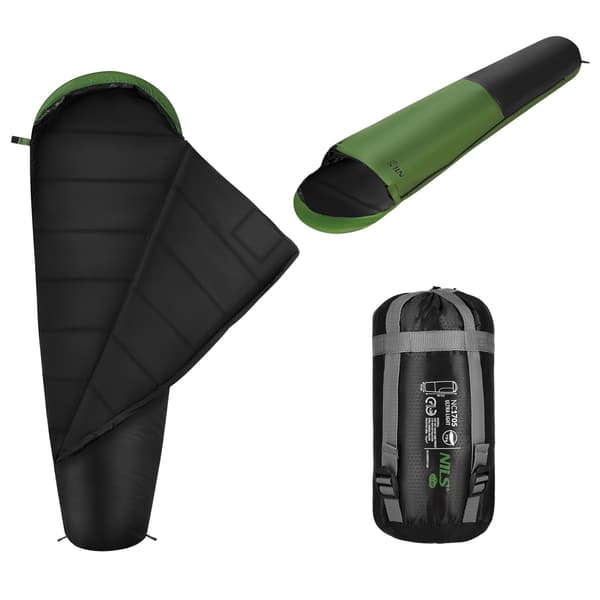 Ultralet sovepose, sort-grøn, 5-20C, 710g