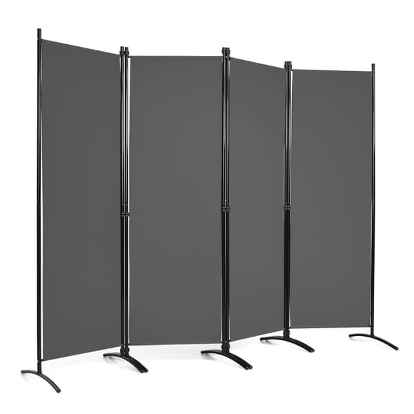 Rumsavdelare med 4 paneler i grå, 173 cm hög, stålram