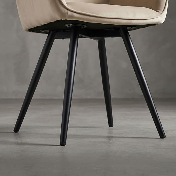 Beige sammetsmatstolar med armstöd, set om 2