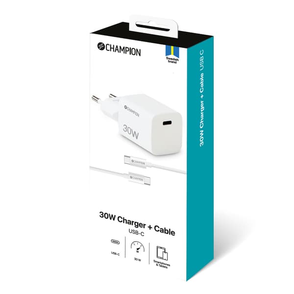 Laturi 30W + USB-C kaapeli valkoinen