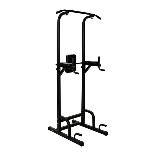 Power Tower til hjemmegym, justerbar højde, sort stål