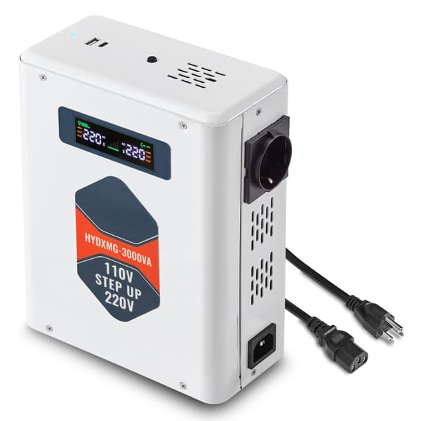 Step-up spændingsomformer 3000VA, 110V til 220V, USB, LCD
