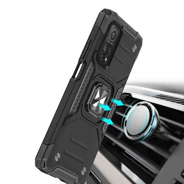 Pansret cover + magnetisk holder Mi Poco M4 Pro 5G / Redmi Note 11 5G Ring Armor sort