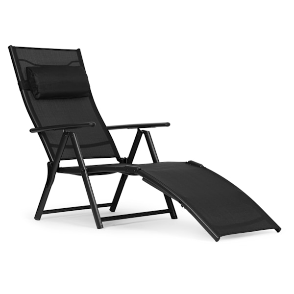 Sammenklappelig strandhaveseng, justerbart ryglæn, stålstel, sort, MultiGarden