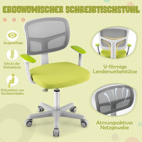 Børneskrivebordsstol Børnecomputerstol med justerbar højde Grøn