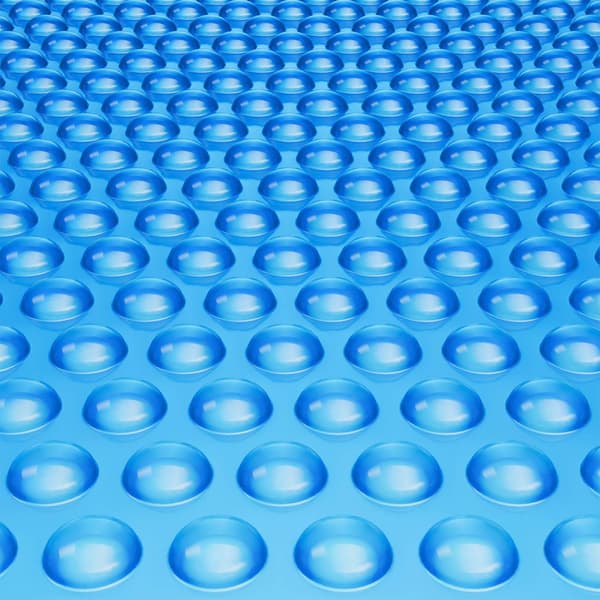 Solcellsöverdrag för pool 6,5 x 3,7 m, blått PE-överdrag, 3,7 mm