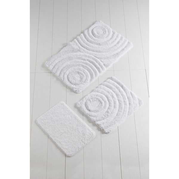 Akryl Badmatta Set (3 delar) Wave - Vit