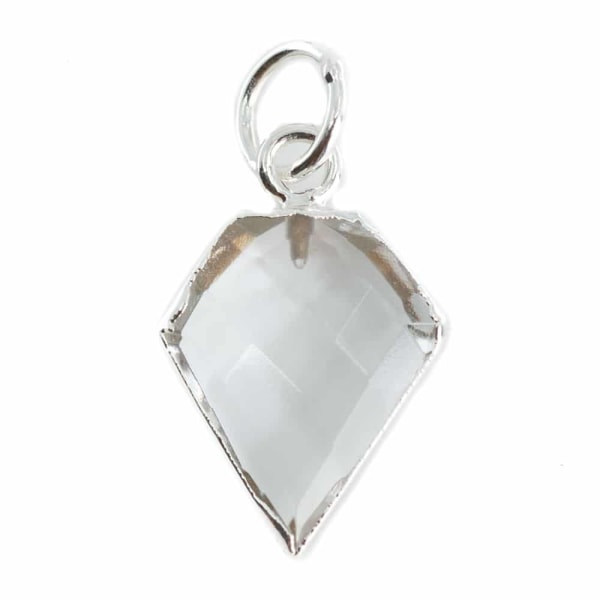 Ädelstenshänge Rock Crystal Diamantform - Silverpläterad - 15 x