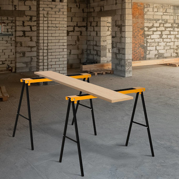Arbejdsbuk, Savhest, Donkraft, Foldbar, Skridsikker, Stål, Orange, Sort, 99,5 X 50 X 78 Cm, Bæreevne 125 Kg