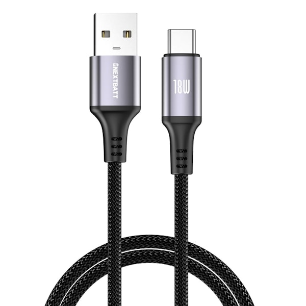NEXTBATT USB-A til USB-C-kabel 18W, 2m - Sort
