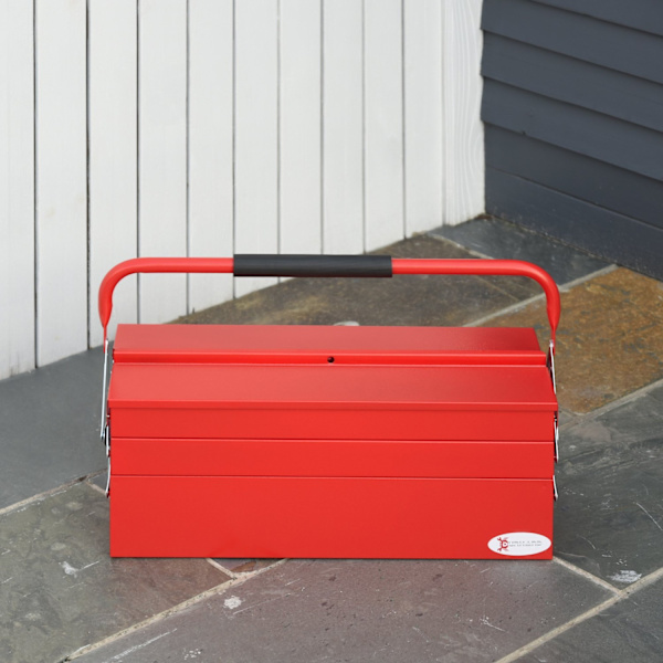 Værktøjskasse, Værktøjskasse, Værktøjskasse, 5 Rum, Foldbart Stål (Spcc), Rød, 57 X 21 X 41 Cm
