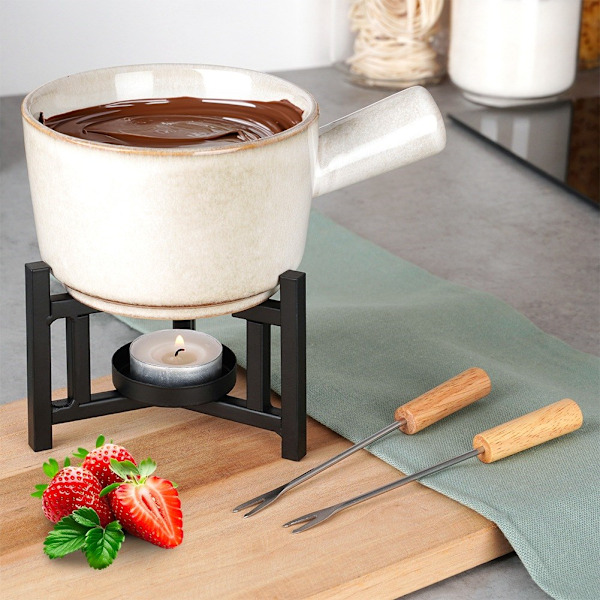 Fondue-setti, posliini, 450 ml, 4 kpl.
