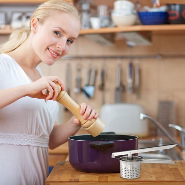 Potatis- och spaetzlepress, rostfritt stål, potatispress, potatispress, silver