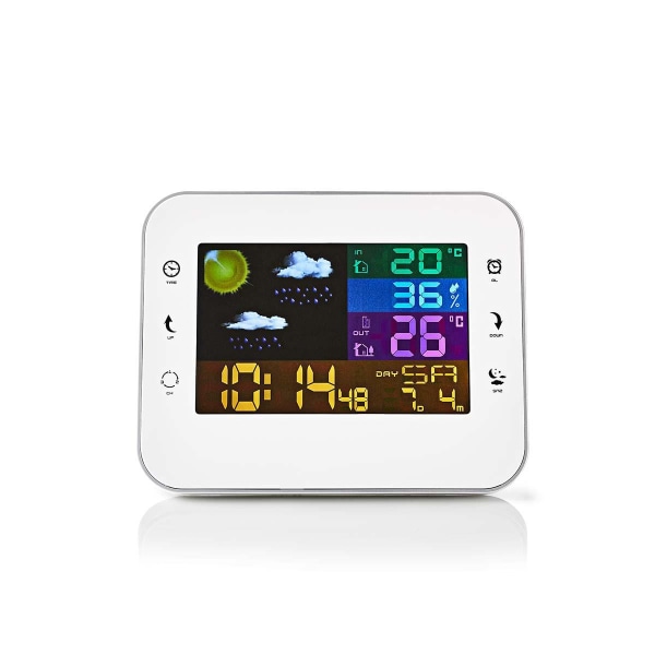 Väderstation | Inomhus & utomhus | Inklusive trådlös vädersensor | Väderprognos | Tidsdisplay | Färg LCD Display | Alarmklockfunktion