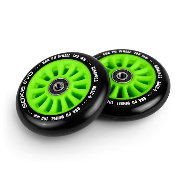 Gröna hjul till sparkcykel 100 mm, 2-pack