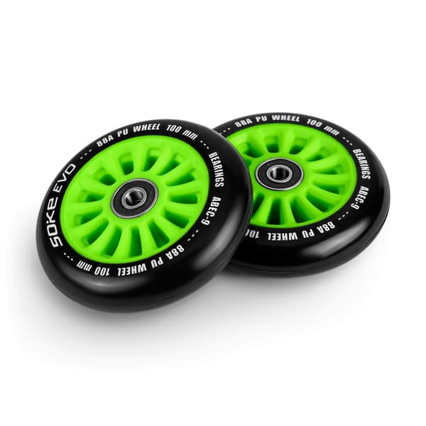 Grønne hjul til scooter 100 mm, 2-pak