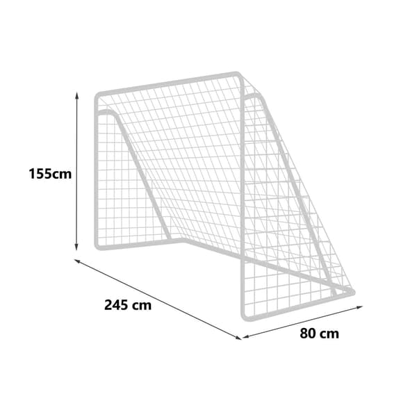 Fodboldmål med målnet, 245x155x80 cm, stålramme