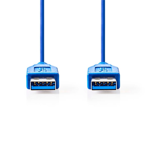 USB-kabel | USB 3.2 Gen 1 | USB-A Hane | USB-A Hane | 5 Gbps | Nickelplaterad | 1.00 m | Rund | PVC | Blå | Plastpåse