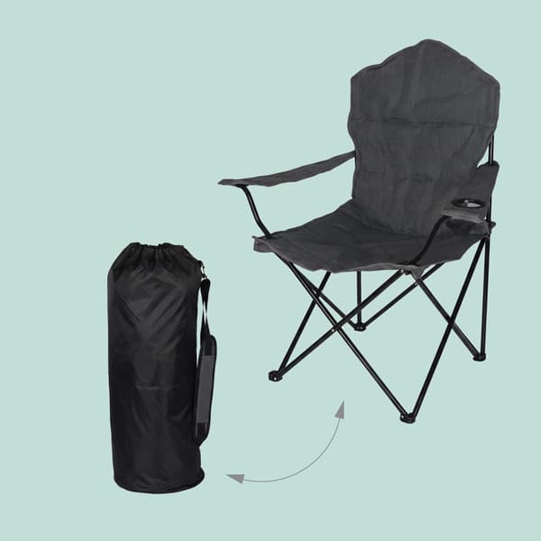 Sammenklappelig campingstol med armlæn og kopholder