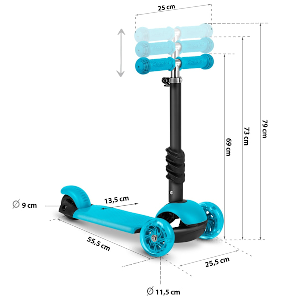 Tre-hjulig sparkcykel Ricokids Buggy - turkos